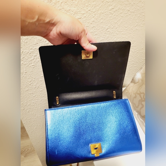 METALLIC BLUE and GOLD Dolce & Gabbana DEVOTION HANDBAG Crossbody - Picture 6 of 8